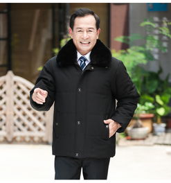 中老年棉衣男加绒加厚棉服爸爸冬装外套大毛领老年人棉袄冬季新款