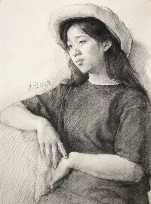 三十岁女人素描头像眼镜猴