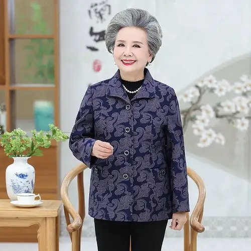 中老年人女装妈妈装秋装外套女6070岁老人衣服春秋奶奶装上衣女