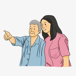 重阳节老人和护工插画图片素材其他格式下载动漫人物大全