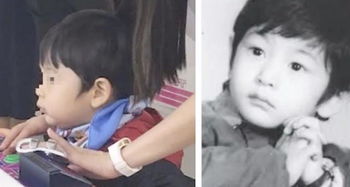 baby带儿子游乐园玩耍,小海绵侧脸像极了黄晓明