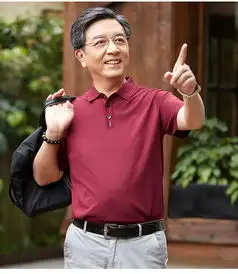 爸爸短袖t恤中老年人男士夏季4050岁父亲衣服冰丝半袖上衣体恤衫