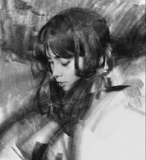 头像中年女绘画素描