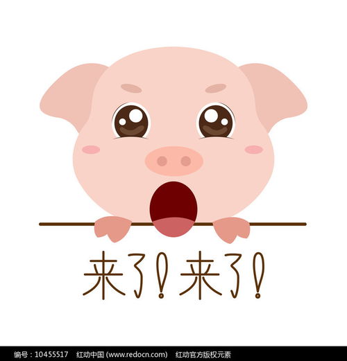 原创12生肖猪来了表情元素