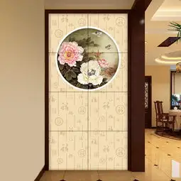 花开富贵锦福牡丹中式玄关门厅背景墙图片素材效果图下载动物花鸟玄关大全中式玄关编号14006536