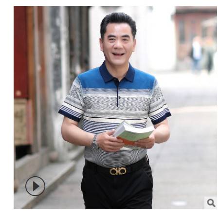 中年男士4050岁60夏天衣服中老年人男装上衣爸爸夏装短袖冰丝t恤俏美图片大全邮乐官方网站