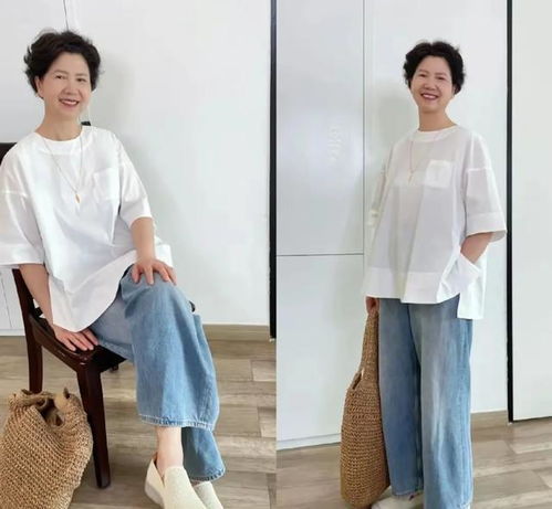 50岁的中年女人,穿t恤时尽量不搭配半截裤,这么穿优雅得体