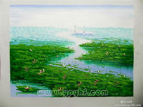 荷塘景手绘油画批发