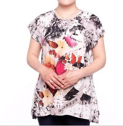 供应工厂库存大码中老年t恤清仓北京批发中年女装短袖t恤气质妈妈装