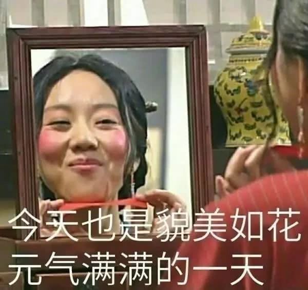 佟湘玉照镜子表情包今天也是貌美如花,元气满满的一天