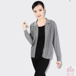 雅达秋冬新品女针织毛衣美丽诺羊毛中老年妈妈装大码翻领女开衫m3081