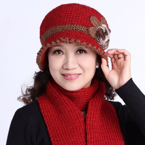 中老年帽子女士冬季毛线帽妈妈帽保暖奶奶帽