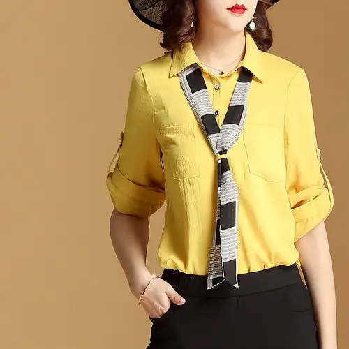 雪纺衫最适合四十岁女人夏季,舒服大方,搭长裤都不嫌热