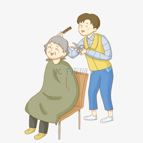 志愿者社区服务给老人剪发免抠png素材图片免费下载千库网