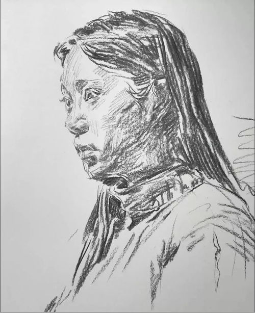 教你画侧面的长发女青年素描头像视频教学
