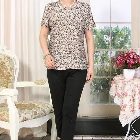中老年娜贝娜2014夏装短袖t恤衬衫老年人新款短袖寸衫老年服装d109图片大全邮乐官方网站
