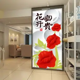 3d手绘花开富贵玄关门厅背景墙图片设计素材高清psd模板下载13.96mb中式玄关大全