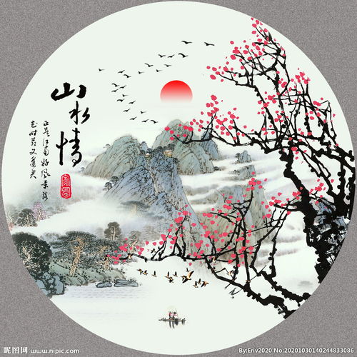 国画桃花图片