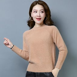 2018秋冬半高领纯色宽松休闲气质女性针织毛衣