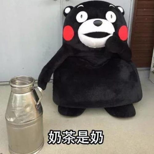 熊本熊表情包喝奶茶是不会胖的