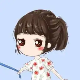 一个女孩用绳牵着一个男孩的卡通头像