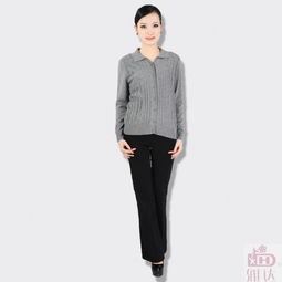 雅达秋冬新品女针织毛衣美丽诺羊毛中老年妈妈装大码翻领女开衫m3081