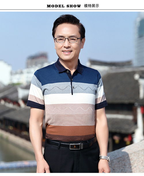洋湖轩榭爸爸春夏男士体恤4050岁中年男士长袖t恤中老年爷爷装打底衫