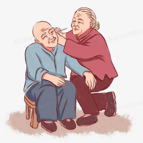 手绘古风老人采耳养生场景png图片素材下载老人png熊猫办公