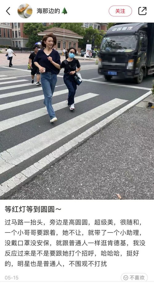 高圆圆过马路遭抓拍,毫无防备的生图被网友形容暴露中年状态