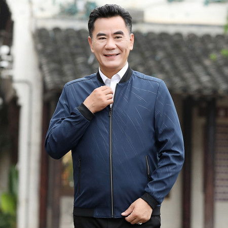 汤河之家中老年男士夹克2019秋冬新款短款外套夹克爸爸装男式外套b
