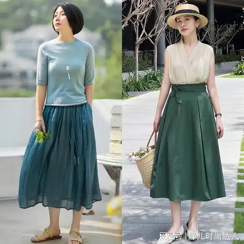 短上衣配半身裙,这才是中年女人适合的打扮,夏天穿优雅大气