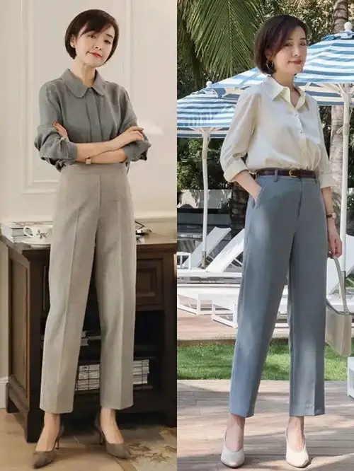 这才是适合40岁女人的穿搭,西装裤尖头鞋,干练优雅又高级
