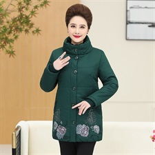 中老年棉衣女中长款中年人妈妈装加厚棉袄大码冬装外套