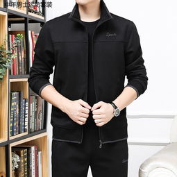 运动套装男士中老年商务休闲套装男士健身套装爸爸装晨练服三件套