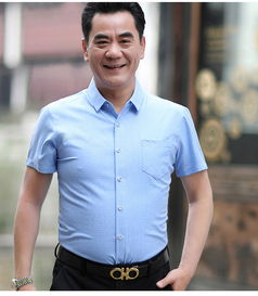 中老年衬衣男4050岁休闲上衣夏季男士短袖衬衫牌服