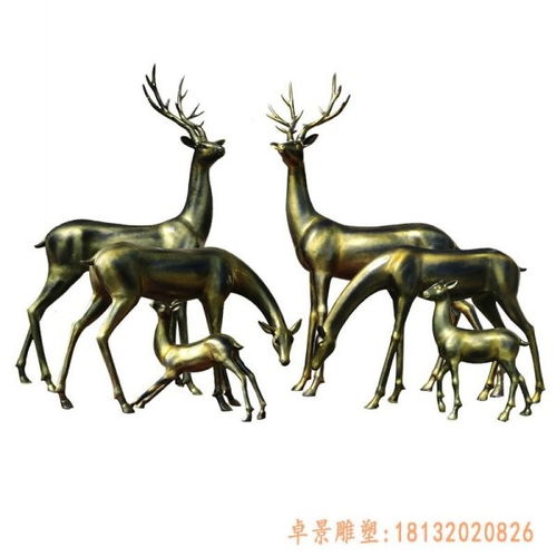 动物雕塑抽象仿铜鹿安康红铜鹿雕塑生产厂家