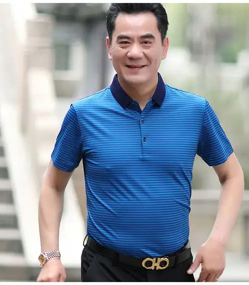 z中年男士短袖休闲t恤2019春夏季新款薄中老年男装4050岁爸爸夏装