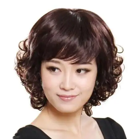中老年假发真发送妈妈中年女士短卷发自然蓬松逼真仿真带圆顶头皮