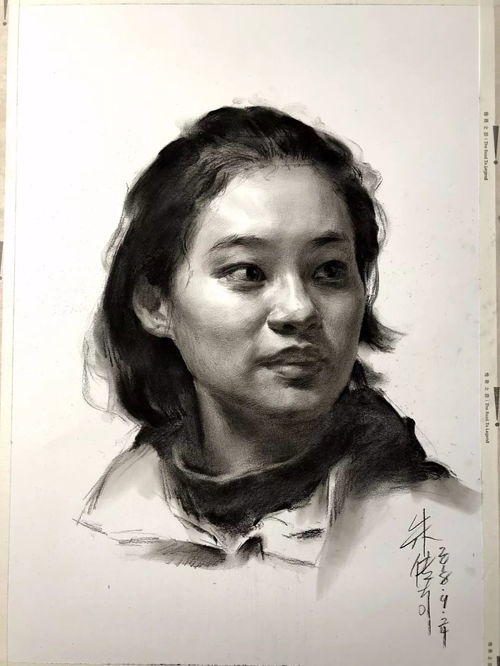 传奇绘画课堂回顾第二九五集朱传奇教你画侧光的回首女青年素描头像