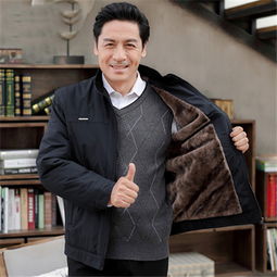中老年男士加绒加厚款爸爸外套休闲夹克4560岁老年人棉外套秋冬装图片大全邮乐官方网站