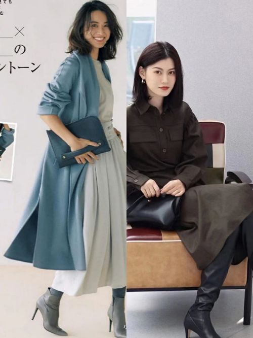 过膝裙短靴,才是40岁女人的高阶穿法,时髦减龄又有气质