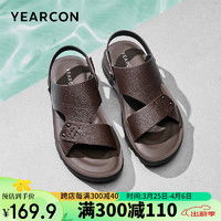 意尔康男士凉鞋yearcon意尔康男鞋凉鞋男2022夏季新款男士休闲沙滩鞋男外穿头层牛皮露趾凉拖鞋男两用黑色41多少钱