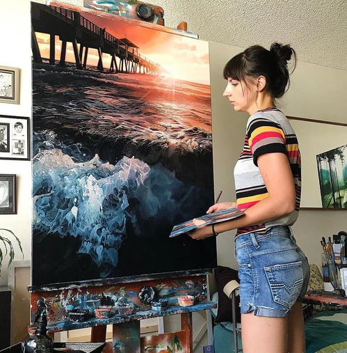 面朝大海春暖花开,没想到17岁美女小姐姐画出了绝美的汹涌大海