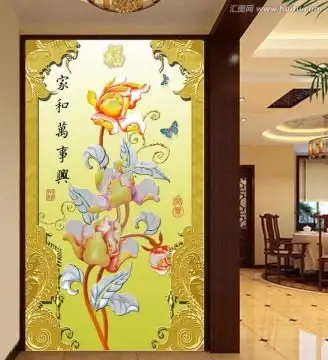 花开富贵牡丹背景墙