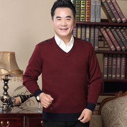 汤河之家新款中老年男士针织衫v商务休闲领爸爸装图片大全邮乐官方网站