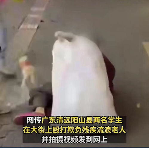 又是游戏害的三学生当街殴打欺负拾荒残疾老人被抓