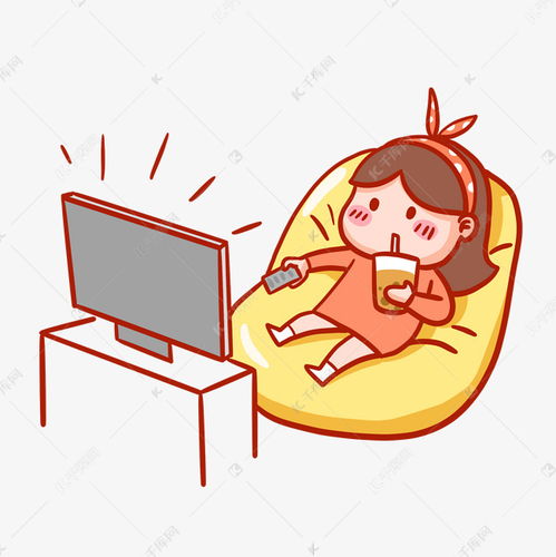 宅家看电视表情包素材图片免费下载千库网