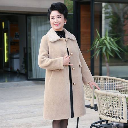 年轻妈妈冬装气质羊剪绒大衣中年毛呢外套中老年大码女装秋冬风衣
