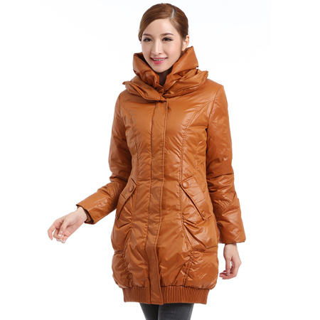 直销zc新款女款通勤修身松紧锁边中长款羽绒服正品包邮a51092图片大全邮乐官方网站