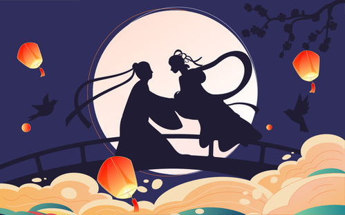 七夕情人节情侣牛郎织女海报素材
